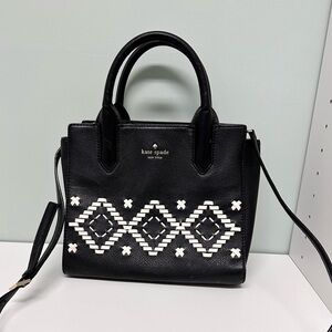KATE SPADE | leather crossbody with woven white leather diamond